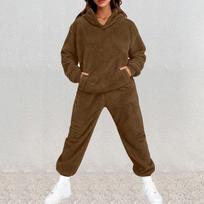 Women's Casual Long-Sleeved Sweatshirt And Sweatpants Set With Elastic Waist L kava