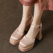 Mary Jane Shoes Women's 2026 Super High Heel Block Heel Platform One Strap Pump Shoes 35