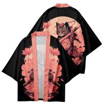 Vintažinis japoniškas samurajų rašto kimono gatvės apranga vyrams moterims kardiganas haori Harajuku tradicinis paplūdimio yukata plius dydis S