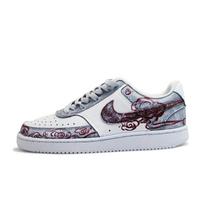 Nike Court Vision 1 Synthetic Leather Hand Drawn Graffiti Lightweight Breathable Low top Skateboard Shoes Unisex DH2987- 101(Team2105) 37.5