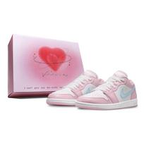 Jordan Air Jordan 1 Pink Cat Paw, Box Abrasion Resistant Low top Basketball Shoes Women's Pink Blue 553560-614(Team701--B) 40