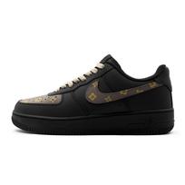 Nike Air Force 1 Luxury Design Leather Abrasion Resistant Slip Resistant Low top Skateboard Shoes Men's Black Brown CW2288-001(Team430-) 40