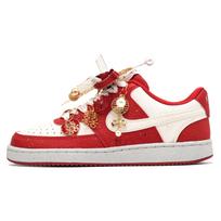 Nike Court Vision Newlywed Happiness Cushioning Lightweight Slip Resistant Low top Skateboard Shoes Women's White Red DH3158-602(Team1690-) 35.5