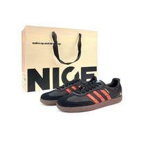 Adidas Originals SAMBA OG Golden Cloud Blessing Lightweight Low top German Army Trainers Unisex Black Red B75807(Team801-S-BOX) 35⅔