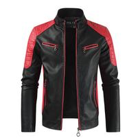 Vyriškos striukės Motokroso paltai Slim-Fit Spalva Mados Dizainas Odinės Biker Striukės Odinės Striukės M raudona