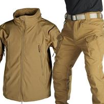 Puolimo komplektas Vyriška ryklių odos softshell striukė Lauko Rudens Žiemos S chaki