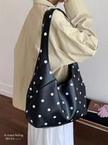 Japanese Polka Dot Large Capacity Tote Bag for Women 2026 New Versatile Commuter Underarm Bags Casual Red One Shoulder Handbag (30cm<Max Length<50cm) juoda