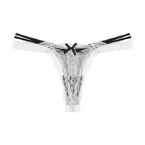 TERMEZY Sexy Invisible Thong for Women Lace Sheer Lingerie Panties Bow Color-block Thin Strap Thong M juoda