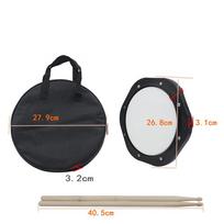 10  Black & White Matte Drum Pad Set with Bag & Drumsticks - Beginner Entry-Level Metronome Practice Pad juoda