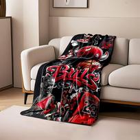 Bold graffiti featuring Chicago Bulls logo, player imagery, and red accents. for all seasons blanket lunch break throw gift 80cm x 120cm