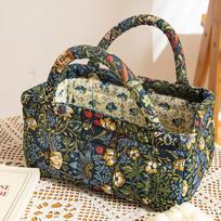 Floral Pattern Storage Basket Women Large Capacity Fabric Sweet Laundry Baskets With Easy Carry Handles Hampers Travel Tote Bag