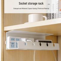 Under-Desk Cable Organizer & Power Strip Storage Box - No-Drill Data Cable Holder & Shelf balta