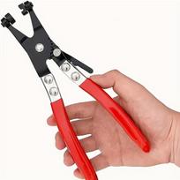 Durable Hose Clamp Pliers, Non-slip Grip for Oil/Vacuum/Hydraulic Pipes, Flat Ring & Quick-Release, Ideal for Garage/Workshop. raudona
