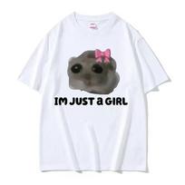 Funny Trendy Cute Kawaii Sad Hamster Meme T Shirt Men Women Summer Fashion Vintage Tee Shirt Casual Oversized T-shirt S
