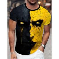 Abstract Face Pattern Wolf 3D Print T-Shirts Men Women Short Sleeve Round Neck T Shirt Street Tees Harajuku Y2K Top Men Clothing M