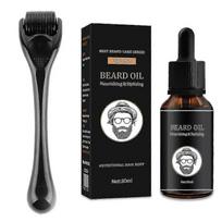 New Men Beard Growth Kit Facial Hair Beard Roller Moisturizing Face Oil 30ml A