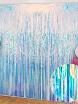 Colorful laser blue Party Backdrop Curtains Iridescent Foil Glitter Tinsel Fringe Foil Curtain Birthday Wedding Party Decoration