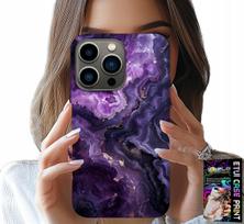 Etui Do Iphone 15 Pro - Fioletowy Marmurek Modne Kobiece + Szkło
