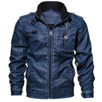 Casual Jacket Man Windbreaker Motorcycle Leather Jacket XL mėlyna