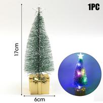 Mini LED Kalėdinės Eglutės Dekoracijos Staliniam Kompiuteriui Miniatiūrinė Švieselė Namų Dekorui Mini Švytinti Kalėdinė Eglutė PASIDARYK PATS Papuošimai Biuro Vakarėliui about 17cm auksas