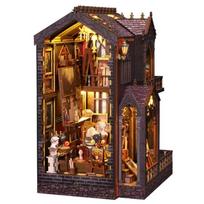 Miniature House 3D Puzzle Book Nook DIY Memory Gallery, Wood Paper Assembly Kit, CE Certified, 18.3x15.3x26.2 cm, Multicolor