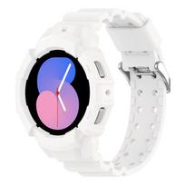 Case+band for Samsung Galaxy Watch 4 Strap Accessories transparent silicone sport bracelet correa Galaxy Watch 5 40mm 44mm band Galaxy watch 4 44mm balta