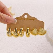 Bohemian Starfish Lava Waterdrop CCB Stud Earrings Set For Women Men Conch Shell C-shaped Earring Summer Vacation Party Jewelry
