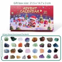 Unique Christmas Crystal Gemstone Blind Box 24 Grid Interesting Natural Healing Stone Colorful Christmas Countdown Gemstone (as the picture,1 set)