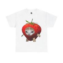 Meme Cat Strawberry Graphic Unisex T-Shirt XXXL