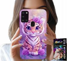 Etui Do Samsung Galaxy A21S - Słodki Tygrysek Na Różowym Tle + Szkło