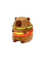 Cute Hamburg Dog Capybara plush toy Fur Puppy Doll Simulation Animals Soft Plush Holding Doll Birthday Holiday Gifts brown