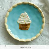 Makaron Hand-painted Ceramic Dim Sum Plate Cute Girl Heart Relief Cake Plate Home Atmosphere Decoration Plate Dessert Plate