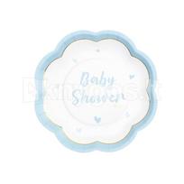 Vienkartinės lėkštės „Baby Shower“, šviesiai mėlynos, 20 cm, 8 vnt.