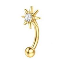 Drperfect 1PC Rook Eyebrow Piercing 16G Flat Helix Hoops Vertical Curved Barbell Stainless Steel Daith Conch Septum Stud Jewelry Star&Earrings&Ears