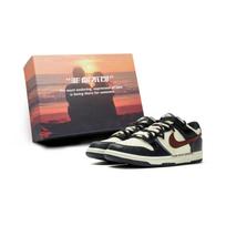 Nike Dunk Abrasion Resistant Low top Skateboard Shoes Unisex Beige Red Black HF5441-100(Team970-) 35.5