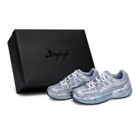 Nike P 6000 Abrasion Resistant Low top Running Shoes Women's Silver White Blue BV1021-106(Team80-S-BOX) 35.5
