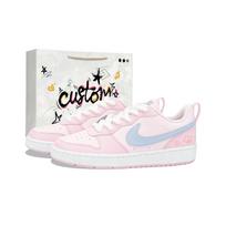 Nike Court Borough Cat Paw Print Slip Resistant Abrasion Resistant Low top Skateboard Shoes Unisex Pink White DV5456-604(Team724-) 35.5