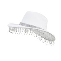 Summer Breathable Cowboy Hat Western Party Large Brim Hat Fedoras Felt Cowboy Sunproof Hat Accessory Wide Curved Brim balta