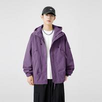 Spring and Autumn Hong Kong Fashion Brand Couples Solid Color Loose Jacket Men's Outdoor Windproof Sports Hooded Jacket S
