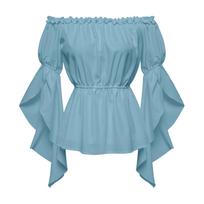 Pavasaris Vasara Moteriška Renesanso Stiliaus Off-Shoulder Blizganti Rankogalių Ruffle Blizganti Palaidinė XL gray