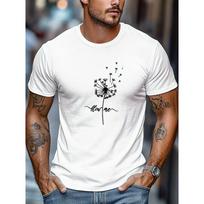 European Sizes Men'S Dandelion Pattern, 'Blow Me' Summer Casual Short-Sleeve T-Shirt S įvairiaspalvis