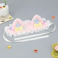 Nėrinių katės ausų lankelis, pūkuotas Lolita bandeau, mielas meškos ausų plaukų lankelis, Lolita aksesuarai pink-cat ear