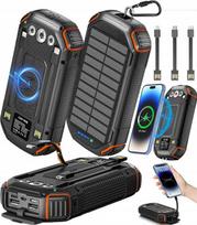 Powerbank Ładowarka Solarny 20000Mah 5Xusb Latarka Karabińczyk Qi Acelufly