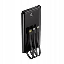 Power Bank 10000 Mah Powerbank Z Kablami Wbudowanymi Usb Usb-C Lightning