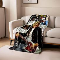 A collage of Nirvana-themed visuals with guitars, lyrics, and illustrations. for all seasons blanket lunch break throw gift 80cm x 120cm