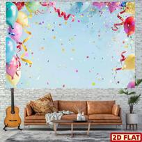 2D Light Blue Party Background with Balloons for Kids & Adults Birthday Events 47.2x31.5inch/120*80cm