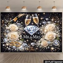 2D Flat Printing Luxurious Wedding Background Cloth for Party & Photoshoot 47.2x31.5inch/120*80cm