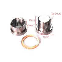 M12X1.25 Stainless Steel Inner Hexagon Plug And Nut Kit O2 Oxygen Sensor Nut Exhaust Stepped Bung