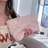 Girls Canvas Zipper Bag Cosmetics Portable Wash Bag Cosmetic Bag Small Storage Bag Air Cushion Lipstick Pencil Bag