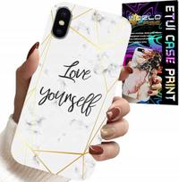 Etui Do Iphone X / Xs - Biały Marmurek W Złote Ramki Love You